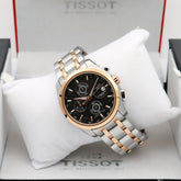 Tissot Men’s Chronograph Quartz Watch – Two-Tone Stainless Steel with Rose Gold Accents